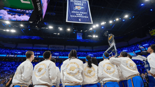 Oklahoma City Thunder championship necklace designed by Jostens for players’ partners.