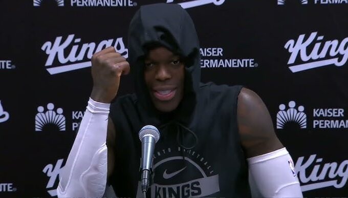Dennis Schröder standing in his hometown of Braunschweig at the future site of the bilingual school project.