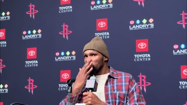 Kevin Durant smiling in Austin, reflecting on his Texas Longhorns roots