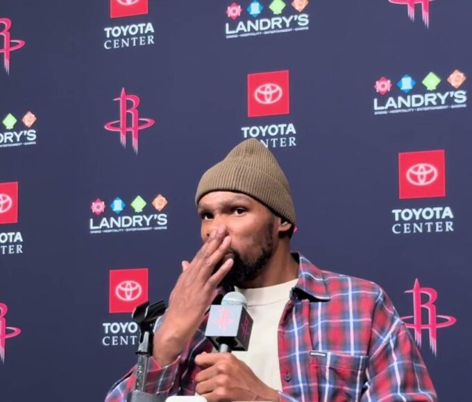 Kevin Durant smiling in Austin, reflecting on his Texas Longhorns roots