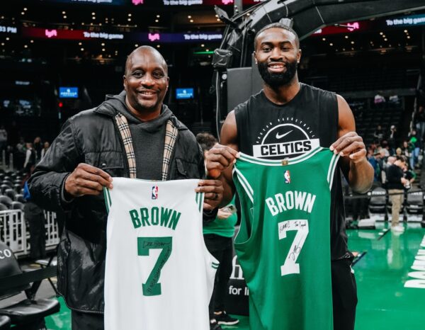 Jaylen Brown honors Celtics legacy in a Dee Brown jersey swap moment