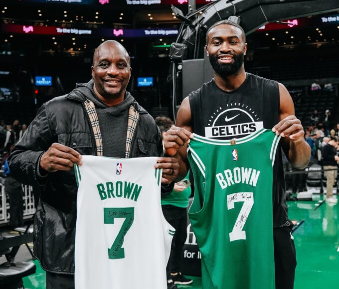 Jaylen Brown honors Celtics legacy in a Dee Brown jersey swap moment
