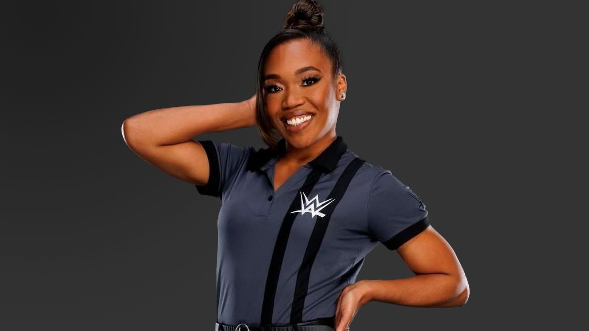 WWE referee Daphanie LaShaunn, also known as Aja Smith, during a televised event.