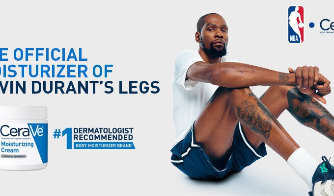 Kevin Durant reacts during interview about CeraVe comment