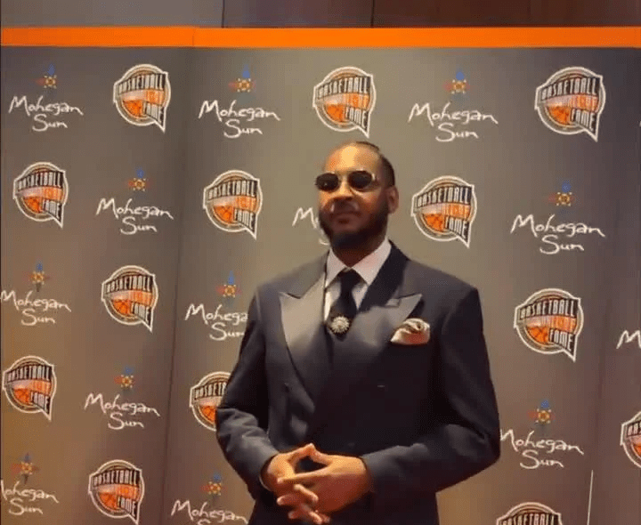 Carmelo Anthony discussing investment plans tied to D.C. United’s proposed Baltimore soccer stadium.